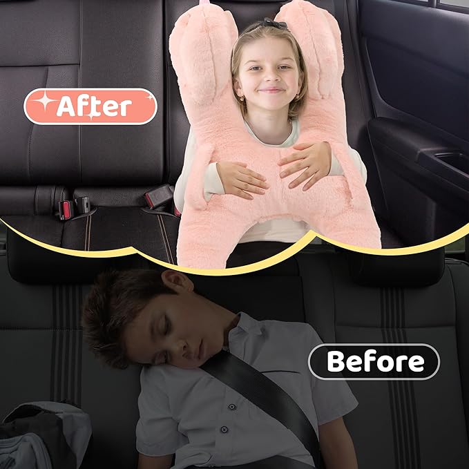 ROYALAY Kids Car Pillows for Sleeping with Handles, H-Shape Car Back Seat Travel Pillow for Sleeping, Child Car Sleeping Head Support Kids Neck Pillows for Travel, Comfy H Car Pillow