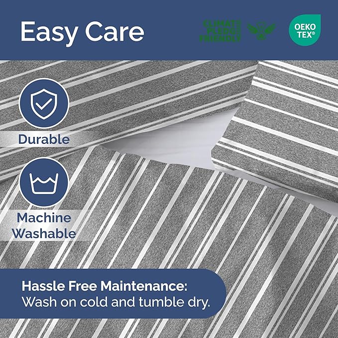 Duvet Cover Cal King Size - Extra Soft Cal King Size Duvet Cover - Lightweight, Breathable & Fade Free with Zipper Closures and Ties - 104" x 98" Inches - (Grey Stripes 3) Comforter Not Included