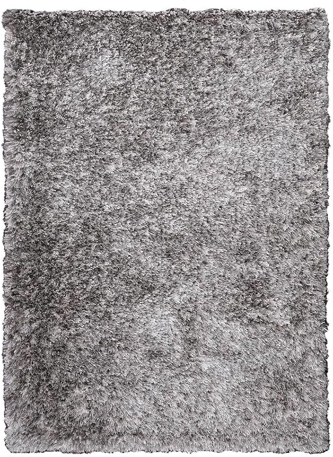 Hand Tufted SHAG Polyester ECO-Friendly Area Rugs - 5'x8', Rectangle, Gray White, Solid Plain Design, High Pile Thick Handmade Anti Skid Rugs for Living Room, Bed Room K00111