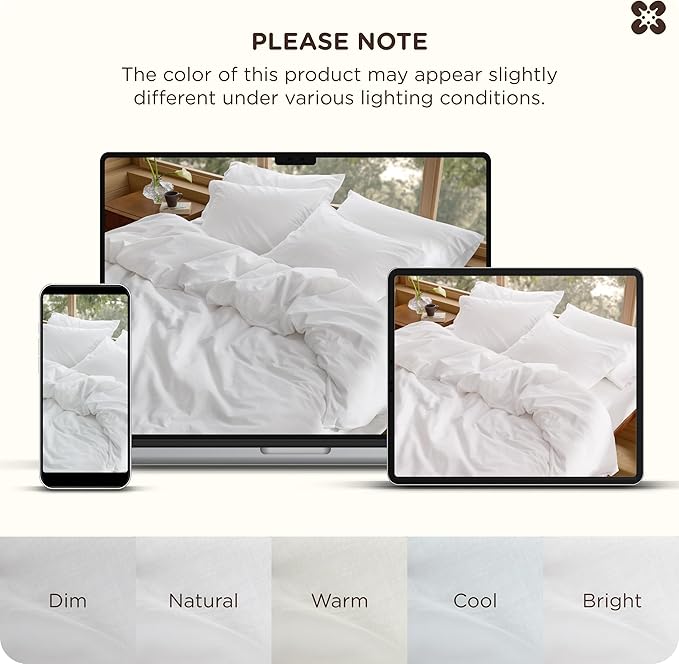 Bedsure Cotton Duvet Cover Queen Size - Luxury Slub Weave 100% Cotton Duvet Cover with a Linen Like Textured, Easy Change Durable Bedding, Bright White, 90" x 90"