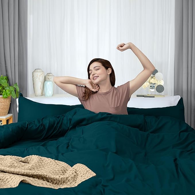 Utopia Bedding Duvet Cover King Size - 3 Piece with Zipper Closure - 1 Comforter Cover 104X90 Inches & 2 Pillow Shams 20X36 Inches (Teal) Comforter Not Included