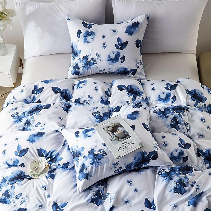 Cupocupa Duvet Cover King Size Set Boho Floral Pattern King Duvet Cover Set for King Size Bed Vintage Soft Bedding Leaf Print Duvet Cover with Pillowcases