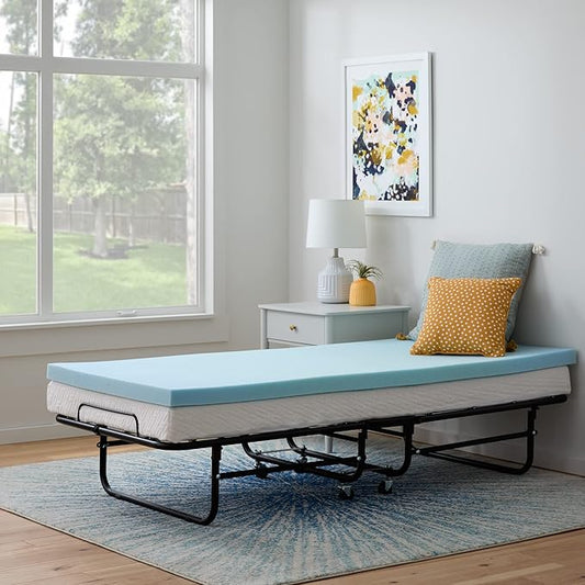 Linenspa Memory Foam Mattress Topper, Small Twin Size - 2 Inch Gel Infused Memory Foam - Plush Feel - Cooling and Pressure Relieving - CertiPUR Certified