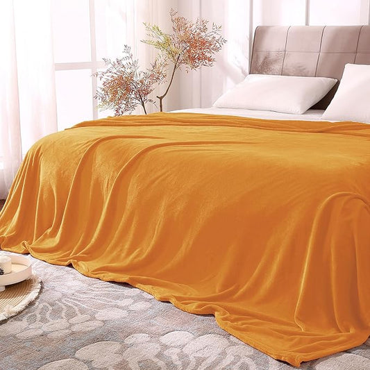 BEDELITE Fleece Blankets Queen Size Burnt Orange Throw Blankets for Bed, Luxury Plush Cozy Fuzzy Blanket 90x90 inches, Super Soft & Warm Blankets for All Seasons