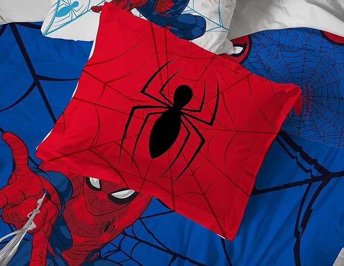 Jay Franco Marvel Spiderman Webtastic 5 Piece Twin Size Bed Set - Includes Reversible Comforter & Sheet Set - Super Soft Kids Bedding Fade Resistant Microfiber (Official Marvel Product)
