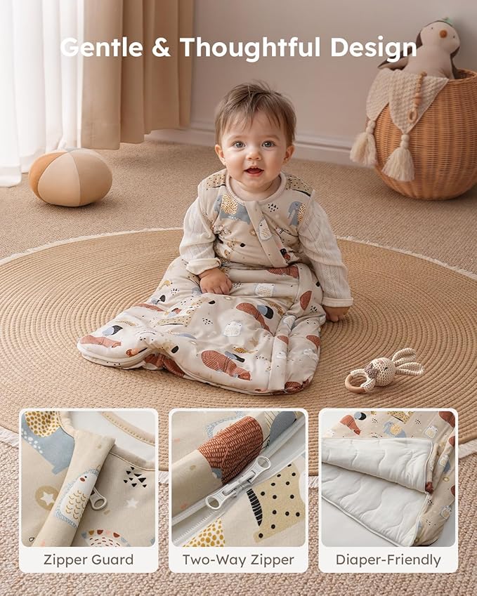 Yoofoss Rayon Made from Bamboo Baby Sleep Sack 12-18 Months 1.0 Tog Baby Wearable Blanket, Super Soft Infant Toddler Sleeping Sack 2-Way Zipper
