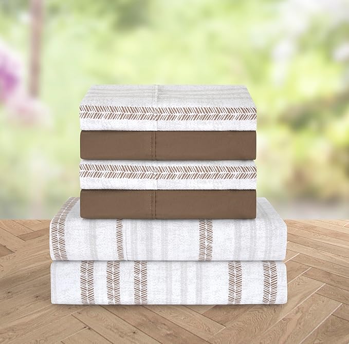 Elegant Comfort Softest and Coziest 6-Piece Sheet Set - 1500 Premium Hotel Quality Microfiber - Deep Pocket, Wrinkle Resistant 6-Piece Floral Bed Sheet Set, Queen, Traci Linen