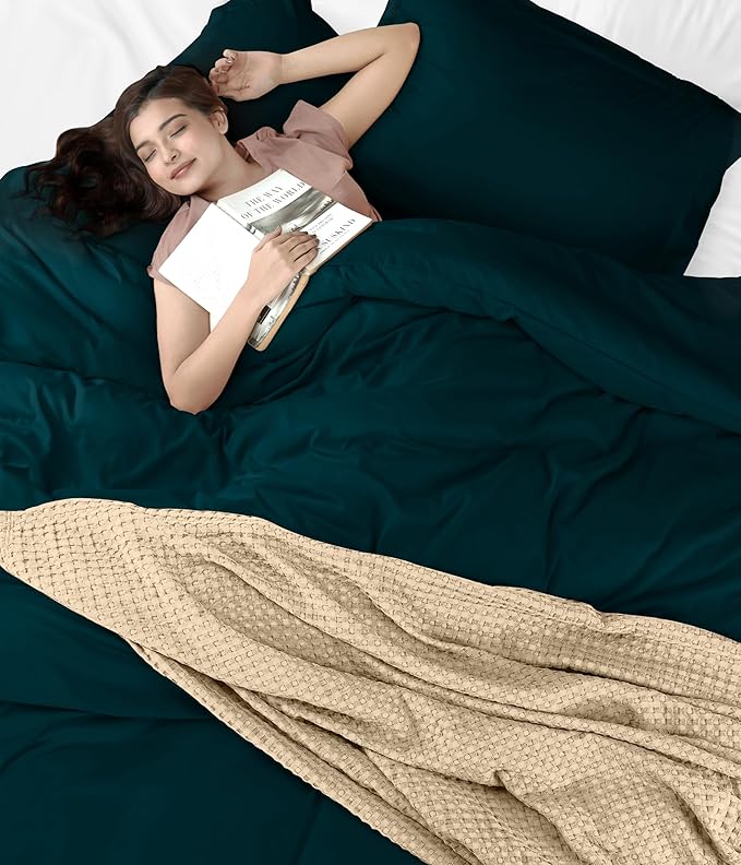 Utopia Bedding Duvet Cover King Size - 3 Piece with Zipper Closure - 1 Comforter Cover 104X90 Inches & 2 Pillow Shams 20X36 Inches (Teal) Comforter Not Included
