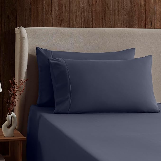 Nestl Queen Sheet Set - Luxury 1800 Ultra-Soft Microfiber Bed Sheets - Double Brushed - Deep Pockets - Easy Fit - 4 Piece Set - Bedding Sheets & Pillowcases (Queen, Navy Blue)
