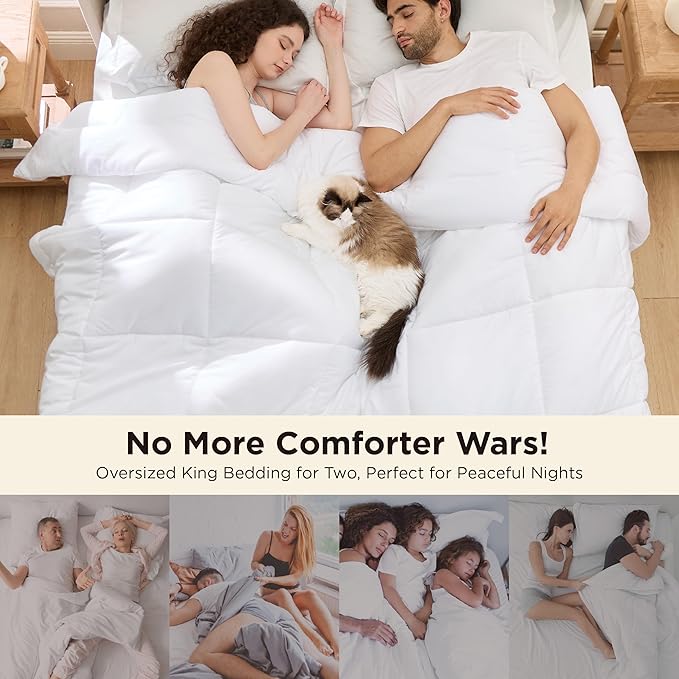 Bedsure Comforter Duvet Insert - Quilted Comforters Cal King Size, All Season Duvet, GentleSoft Down Alternative Bedding, with 8 Tabs, Gifts for Women/Men, White,Alaskan King 130x120 Inches