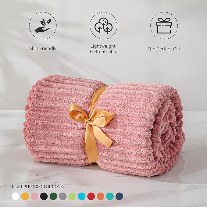 BEDELITE Baby Blankets for Boys Girls 30"x 40" - 3D Ribbed Jacquard Cute Fuzzy Fleece Blanket, Warm and Breathable Soft Cozy Infant Toddler Blanket for Newborn All Seasons Suitable, Pink