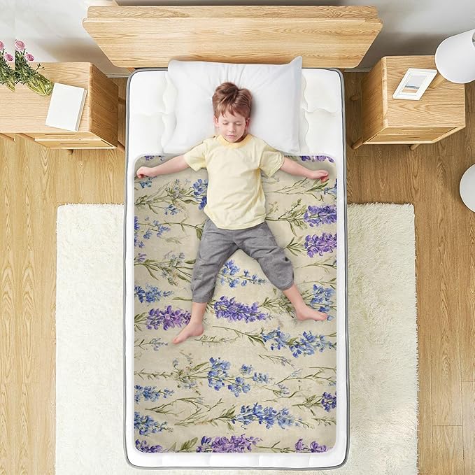 Waterproof Bed Pad Reusable Changing Pad Toddler Mattress Protector Large Pee Pad Baby Diaper Pad Soft Washable Liner Bluebonnet Lavender