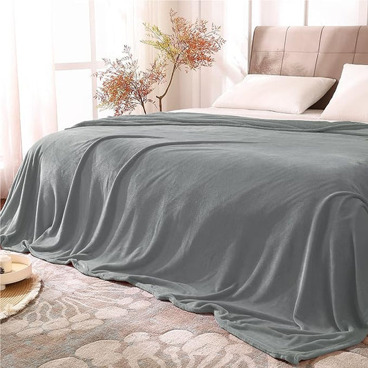 BEDELITE Fleece Blankets Queen Size Grey Throw Blankets for Bed, Luxury Plush Cozy Fuzzy Blanket 90x90 inches, Super Soft Warm Lightweight Throw Blanket All Seasons Suitable