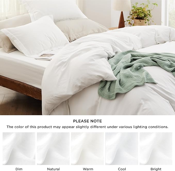 Bedsure Twin Size Duvet Cover with Fitted Sheet - 3 Pieces Prewashed Polyester Extra Soft Bedding Set, Includes 1 Duvet Cover 68''x90'' with Zipper Closure, 1 Pillow Sham, 1 Fitted Sheet, White