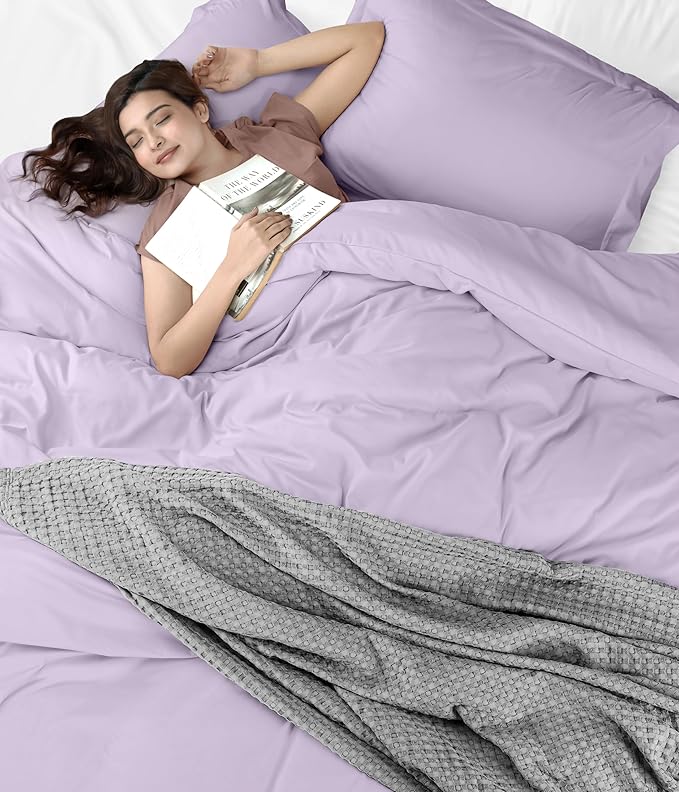 Utopia Bedding Duvet Cover Twin Size - 2 Piece with Zipper Closure - 1 Comforter Cover 68X90 Inches & 1 Pillow Sham 20X26 Inches (Lavender) Comforter Not Included