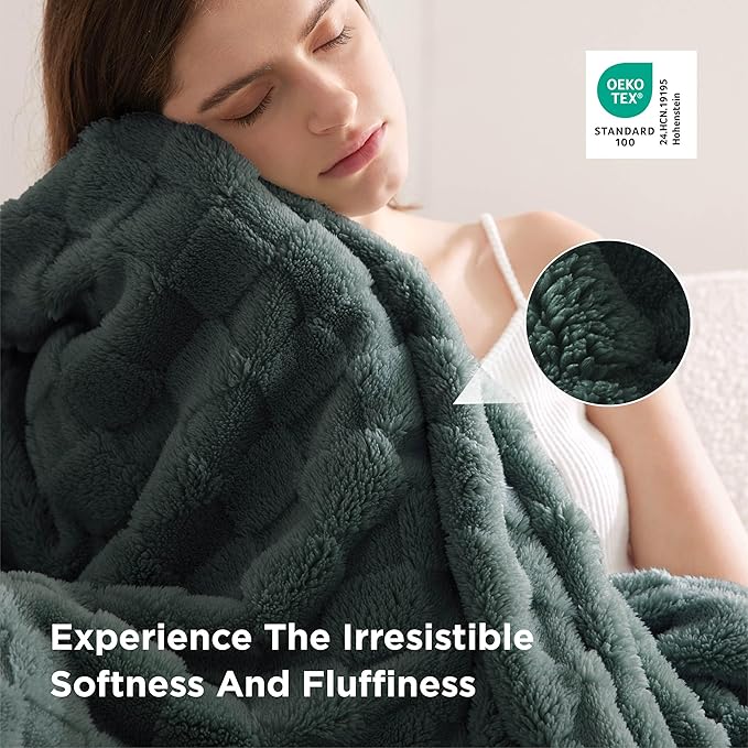 Bedsure GentleSoft Dark Green Throw Blanket for Couch - Super Soft Cozy Blankets Gifts for Women Men Girls, Cute Small Fleece Throws for Bedroom Home Decor, 50x70 Inches