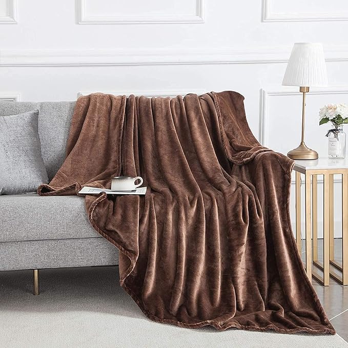 MOONLIGHT20015 Fleece Blanket 2 Pack - Super Soft Fluffy Coffee Throw Blanket for Sofa and Bed - Warm and Cozy Lightweight 400 GSM Microfiber Bed Throws Blankets, 50x60 Inches (Throw/Travel)