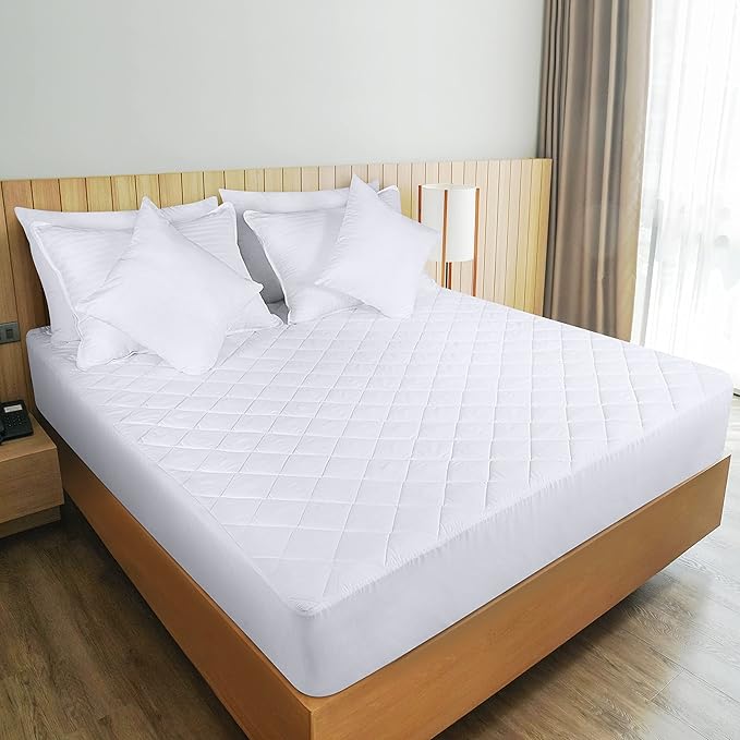 Utopia Bedding Quilted Fitted Mattress Pad, Twin XL Size, Elastic Fitted Mattress Topper Protector and Cover with Deep Pocket Stretches up to 16 Inches, Machine Washable (White)