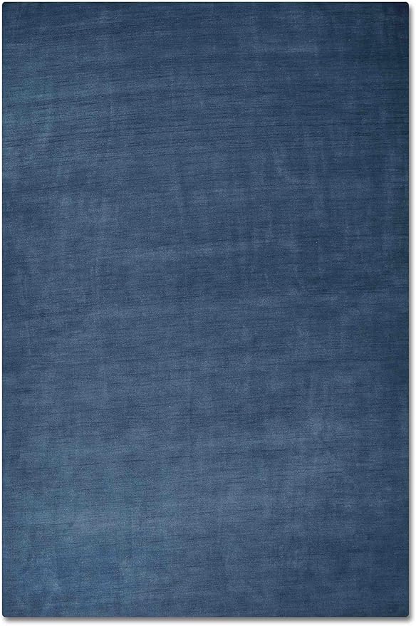 Rugsotic Carpets Hand Knotted Gabbeh Wool 8'x10' Area Rug Solid Blue L00111