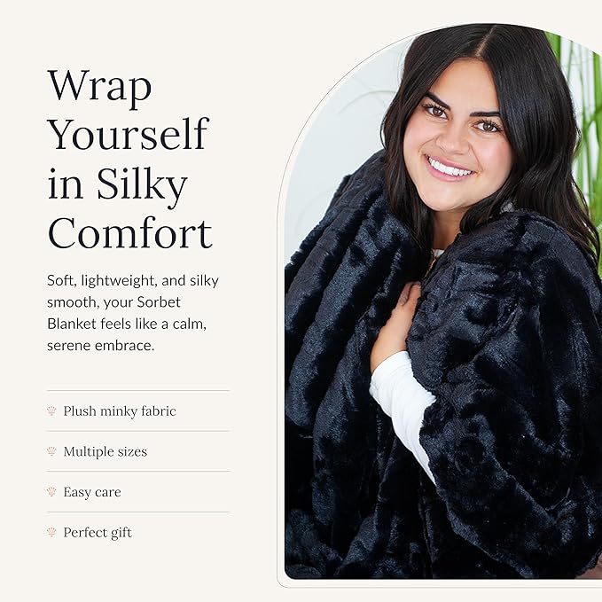 Minky Couture Sorbet Blanket - Ultra-Soft Throw for Silky Smooth Comfort - Premium Decorative Throw Blanket - Midweight, Breathable Fabric - Machine Washable Monster, Black