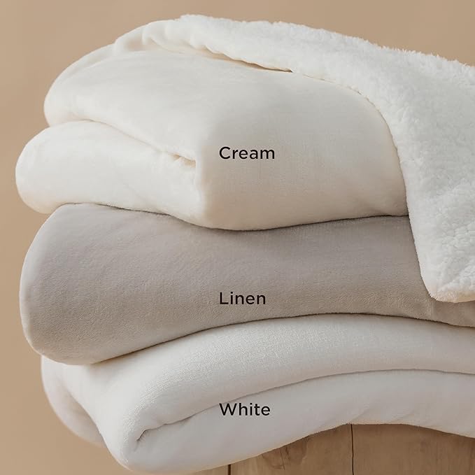 Bedsure GentleSoft Sherpa Fleece Twin Size Blanket for Couch, Non-Heated, Thick and Warm Throw for Women and Men, Soft Fuzzy Plush Twin Blanket for Winter, White, 60x80 Inches