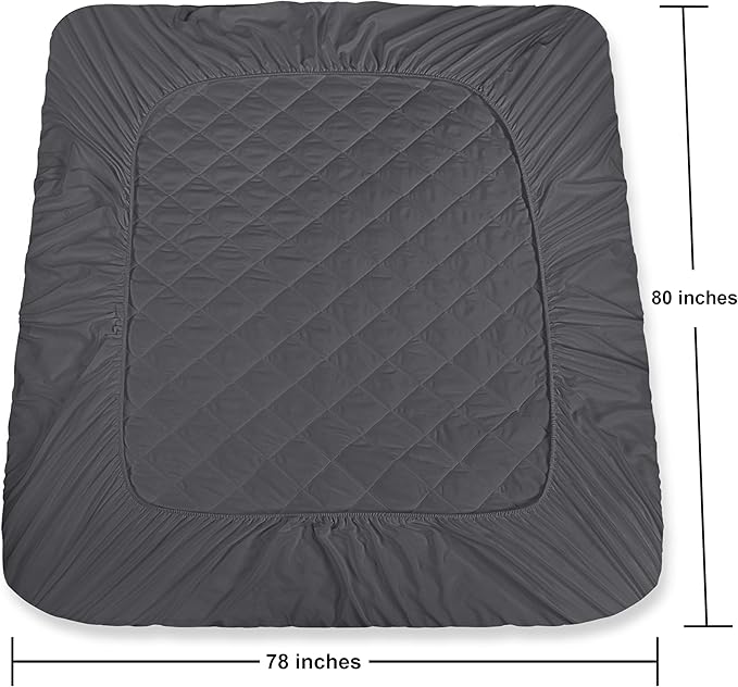 Utopia Bedding Quilted Fitted Mattress Pad, King Size, Elastic Fitted Mattress Topper Protector and Cover with Deep Pocket Stretches up to 16 Inches, Machine Washable (Grey)
