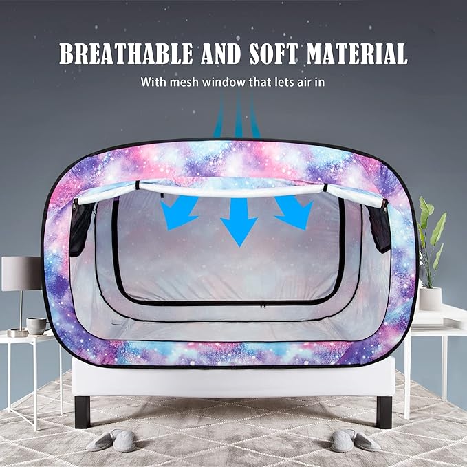 Bed Tent Twin Bed Canopy Portable Dream Tent for Adult Indoor Sleeping Tents with 2 Doors Breathable Private Space Tents, Unicorn