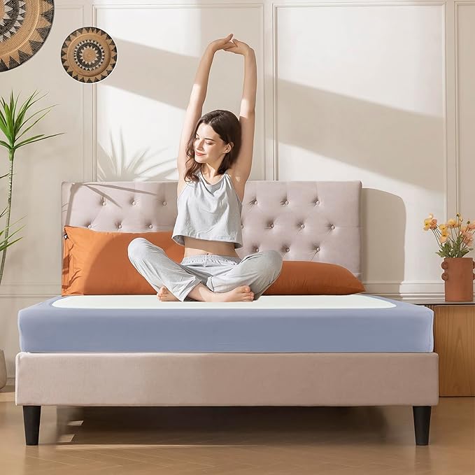 Biscaynebay Decorative Box Spring Cover Full & Full XL Size, Silver Grey Luxurious Jersey Knitting Stretchy Wrap Around 4 Sides Bed Skirt for Home/Hotels, Easy Fit Wrinkle & Fade Free Machine Washable