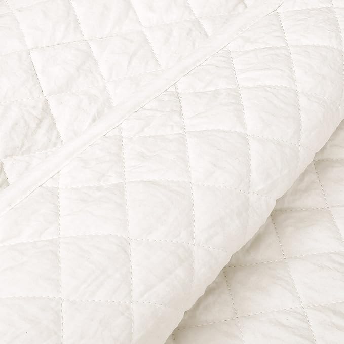 Lush Decor Ava Quilt Diamond Pattern Solid 3 Piece Oversized Bedding Blanket Bedspread Set - King - White