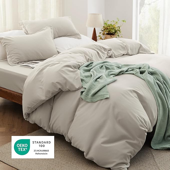 Bedsure Duvet Cover Full Size with Fitted Sheet - 4 Pieces Prewashed Polyester Extra Soft Bedding Set, Includes 1 Duvet Cover 80x90 Inches with Zipper Closure, 2 Pillow Shams, 1 Fitted Sheet, Linen