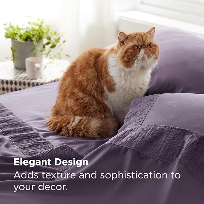 Bedsure Full Size Bed Sheets - 4 Pieces Soft Full Sheet Set - Breathable & Cooling - Hotel Luxury - Easy Care Polyester Microfiber Bedding for Women, Men, Dusty Purple