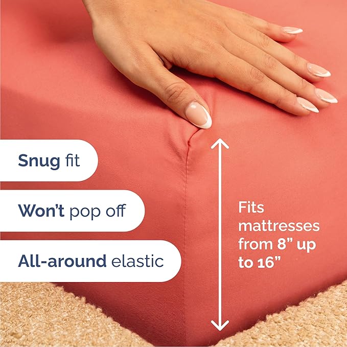 Queen 6 Piece Sheet Set - Comfy Breathable & Cooling - Ultra Soft Hotel Luxury Bedding Set w/ 8-16 Inch Deep Pockets - 1 Flat & 1 Fitted Sheet & 4 Pillowcases - Cozy, Wrinkle Free & Easy Care - Coral