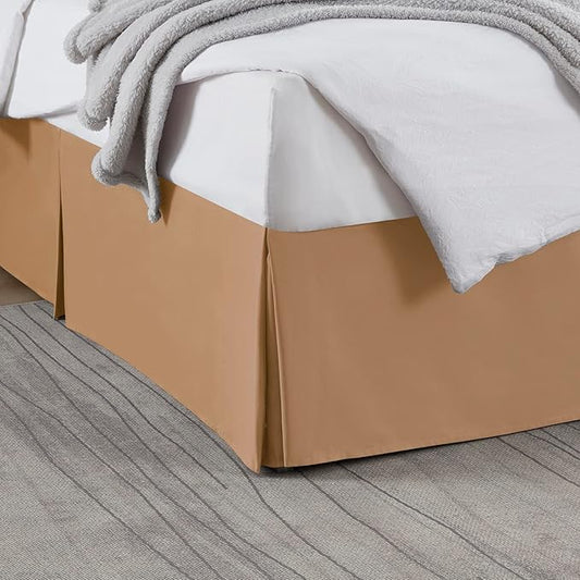Nestl Light Brown Twin Bed Skirt - Twin Size Bed Skirt 14 Inch Drop - Brushed Microfiber Bed Skirts - Hotel Quality Pleated Bed Skirt - Shrinkage & Fade Resistant