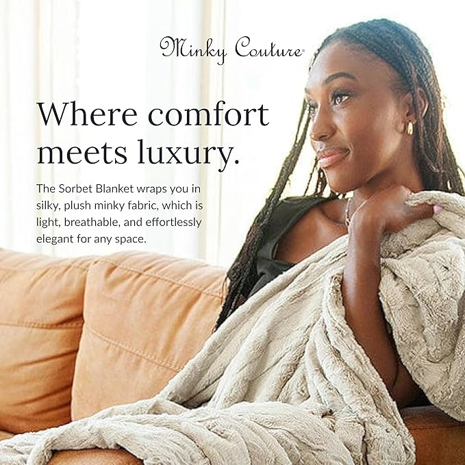 Minky Couture Sorbet Blanket - Ultra-Soft Throw for Silky Smooth Comfort - Premium Decorative Throw - Midweight, Breathable Fabric - Machine Washable Travel, Tranquil Dove