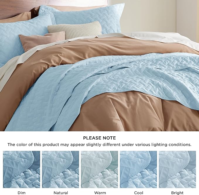 Bedsure Quilts King Size - Lightweight Bedspreads King Size with Basket Weave Pattern, Soft Quilt Bedding, Sky Blue Comforter Coverlet for All Seasons (106" x 96")