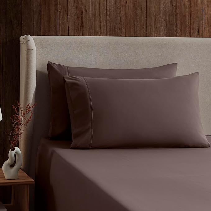 Nestl Full Sheet Set - Luxury 1800 Ultra-Soft Microfiber Full Bed Sheets - Double Brushed - Deep Pockets - Easy Fit - 4 Piece Set - Bedding Sheets & Pillowcases (Full, Chocolate Brown)