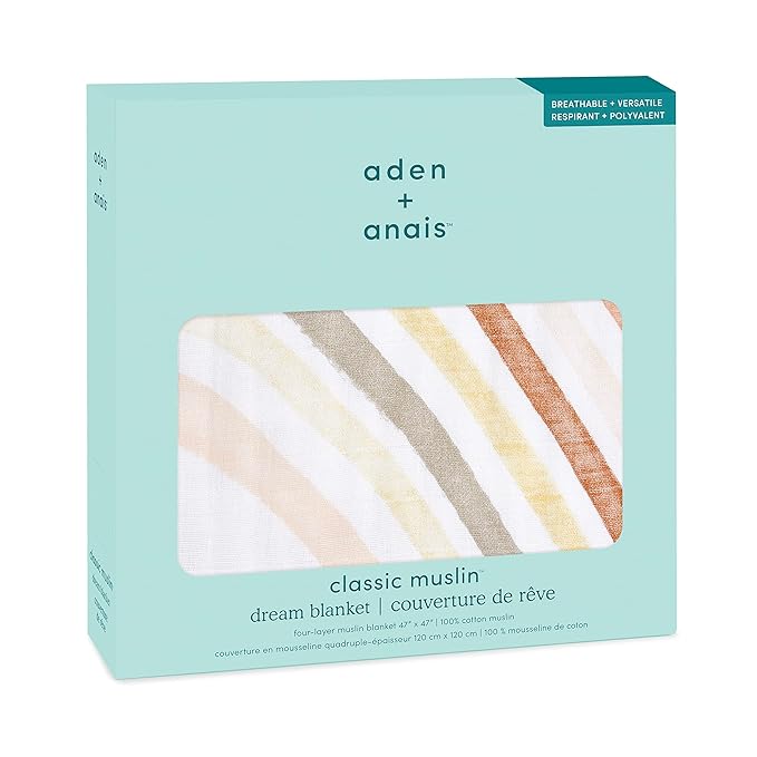 aden + anais 100% Cotton Muslin Baby Blanket Crib Bedding for Newborn Baby and Toddler, Nursery Blanket for Boys and Girls, Baby Registry and Shower Gift - Keep Rising