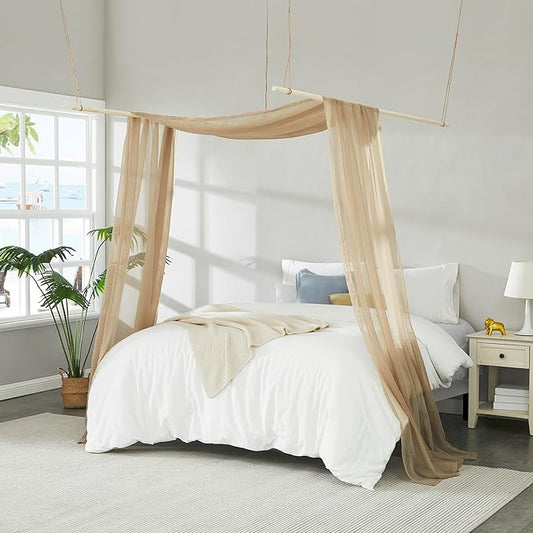 Warm Home Designs Taupe Bed Canopy Curtains in 55 x 288 Inch Size. Our King Canopy Bed Curtains Work Great as Kids Canopy, Bed Scarf, Bed Curtain or to Enhance Bed Decor. BC Taupe 288"