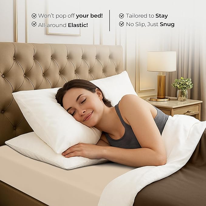 Utopia Bedding Full Fitted Sheet - Bottom Sheet - Deep Pocket - Soft Microfiber - Shrinkage and Fade Resistant - Easy Care -1 Fitted Sheet Only (Beige)