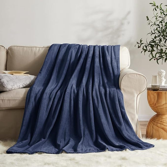 KMUSET Fleece Blanket King Size Navy Lightweight Super Soft Cozy Luxury Microfiber Bed Blanket for All Seasons