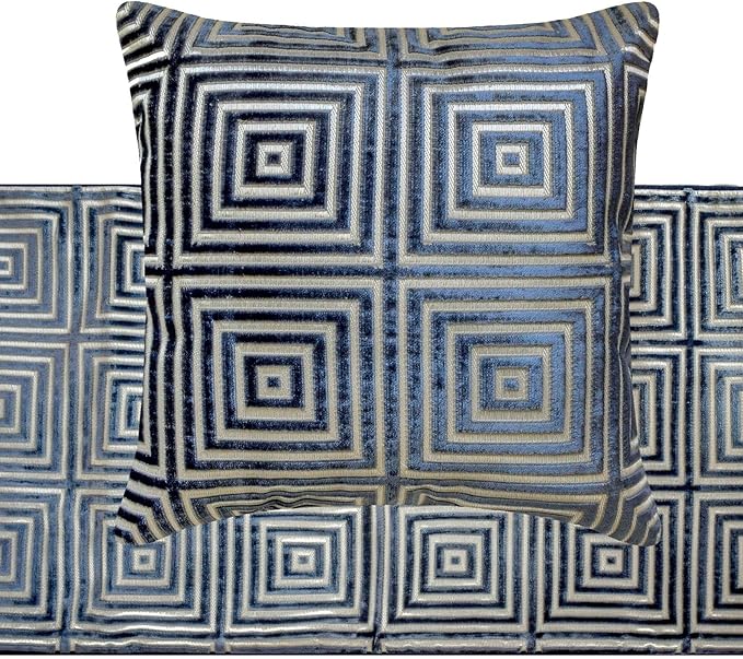 The HomeCentric Blue Bed Runner for King/Queen/Twin Velvet Decorative Bed Scarf 53"x18" Bed Runner Without Pillow Cover, Geometric Bed Scarf Bedroom Décor Accent - Sapphire Mirage
