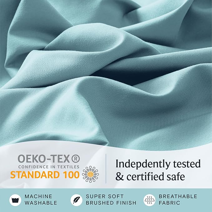 LuxClub 4 PC Full Size Sheet Set Deep Pockets 18" Wrinkle Free Cooling Sheets Machine Washable Hotel Bedding Silky Soft - Aqua Full
