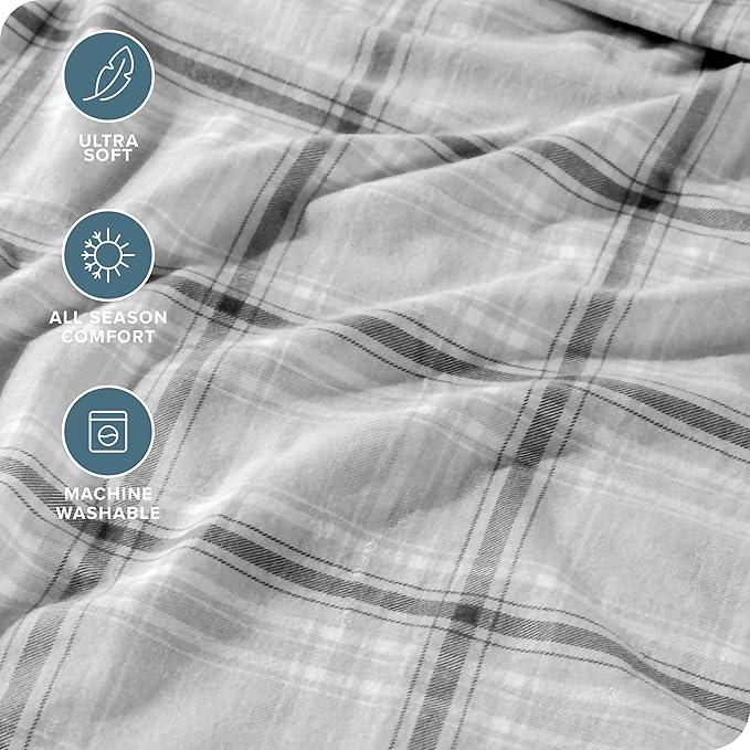 Bare Home Twin XL Sheet Set - College Dorm Size - 1800 Ultra-Soft Microfiber - Deep Pockets - Easy Fit - Extra Soft - 3 Piece Set (Twin XL, Tartan Plaid)