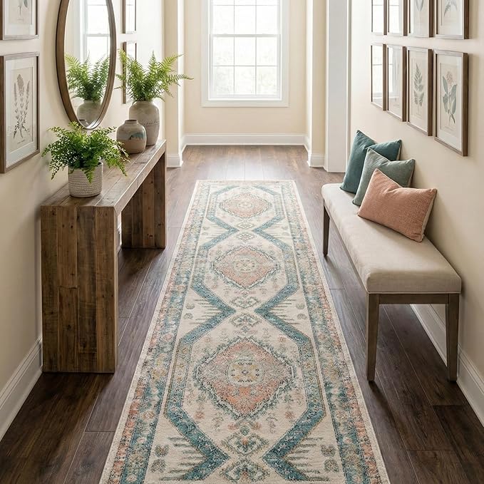 Well Woven Custom Size Runner - Choose Your Length - Jolena Blue & Ivory Vintage Medallion 27 Inch Wide x 12 Feet Long Runner (27" x 12' Runner)