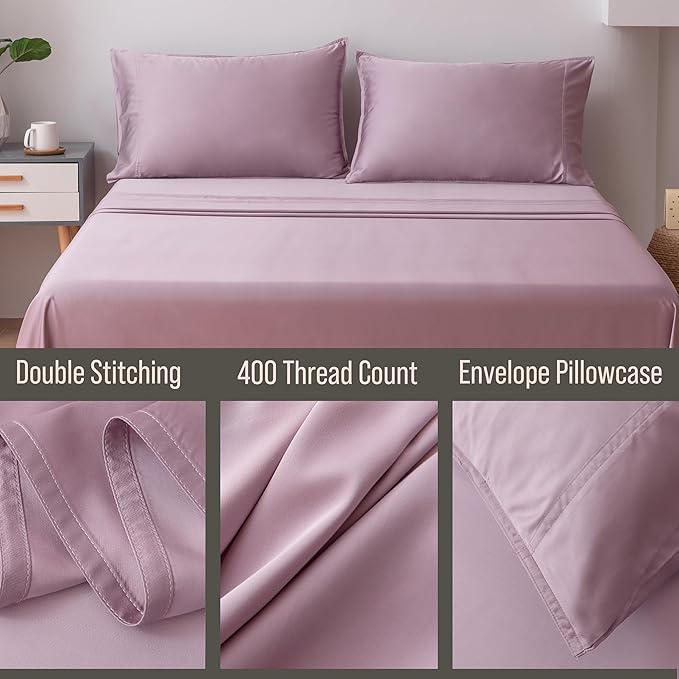 BELLA COTERIE | Luxury Bamboo Viscose Standard Size Pillowcase Set | 100% Organically Grown | Ultra Soft | Cooling | 2 Pcs [Lilac]