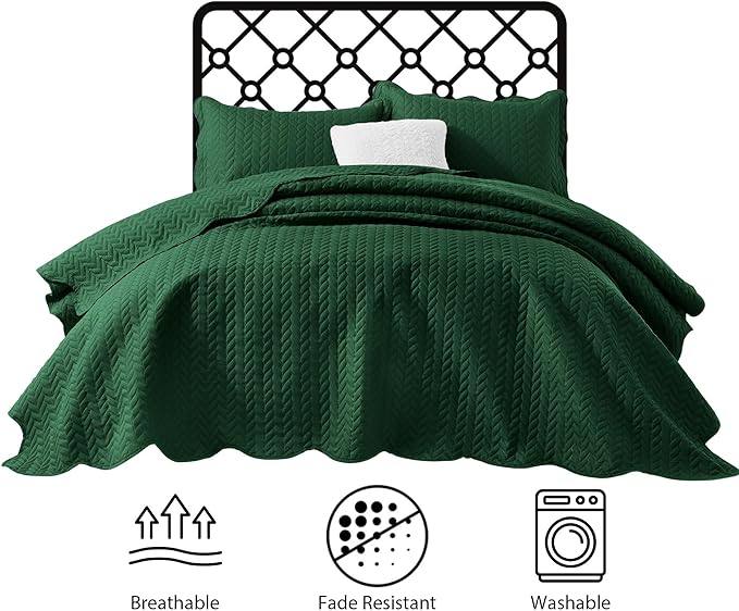 IR Imperial Rooms Twin Quilt Bedding Set (68” x 86”) - Bulk Pack of 10 Wholesale for Hotels, Guest Bedroom & Airbnbs - Lightweight Microfiber Reversible Embossed Quilts Bedspreads (Emerald)