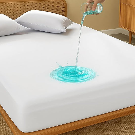 Twin XL Waterproof Mattress Protector for Dorms - Noiseless, Breathable, and Machine Washable Fitted Mattress Cover with Deep Pocket up to 15”