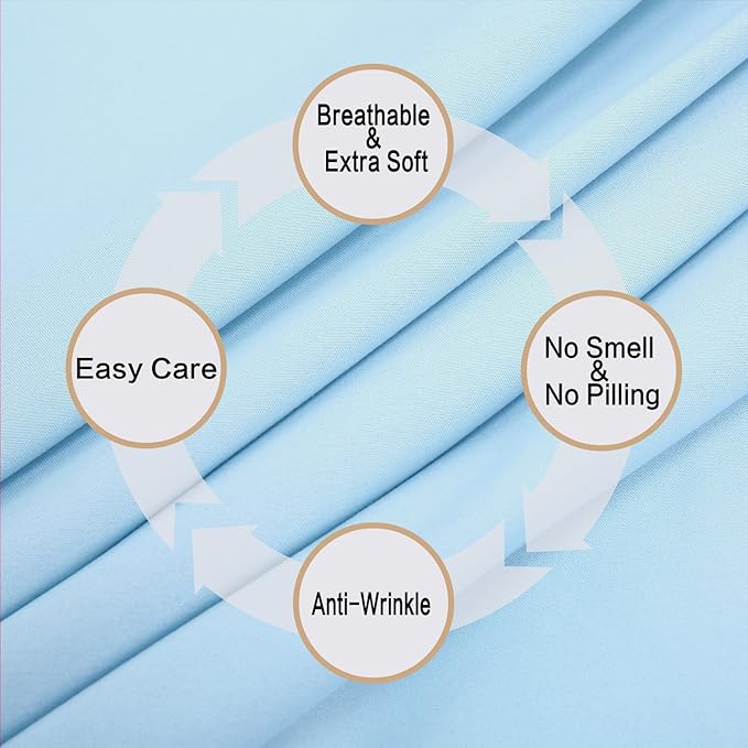Luxury 1800 Bedding Sheets & Pillowcases - 4 Piece Set - 1 Flat, 1 Fitted Sheet & 2 Pillow Cases - Extra Soft Cooling - Deep Pocket up to 16" - Twin XL, Baby Blue