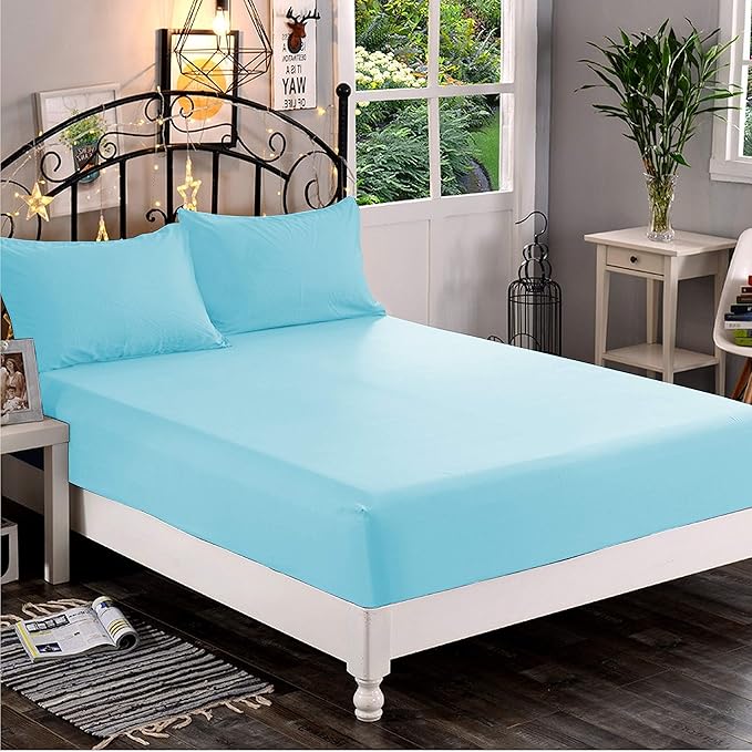 Elegant Comfort 1500 Premium Hotel Quality 1-Piece Fitted Sheet, Softest Quality Microfiber - Deep Pocket up to 16 inch, Wrinkle and Fade Resistant, King, Aqua Blue