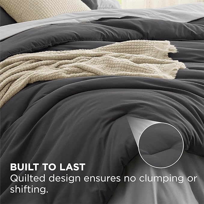 Bedsure California King Comforter Set - 7 Pieces Dark Grey California King Bedding Set for All Seasons, Boho Contrasting Design Bed in a Bag with Comforter, Sheets, Pillowcases & Shams